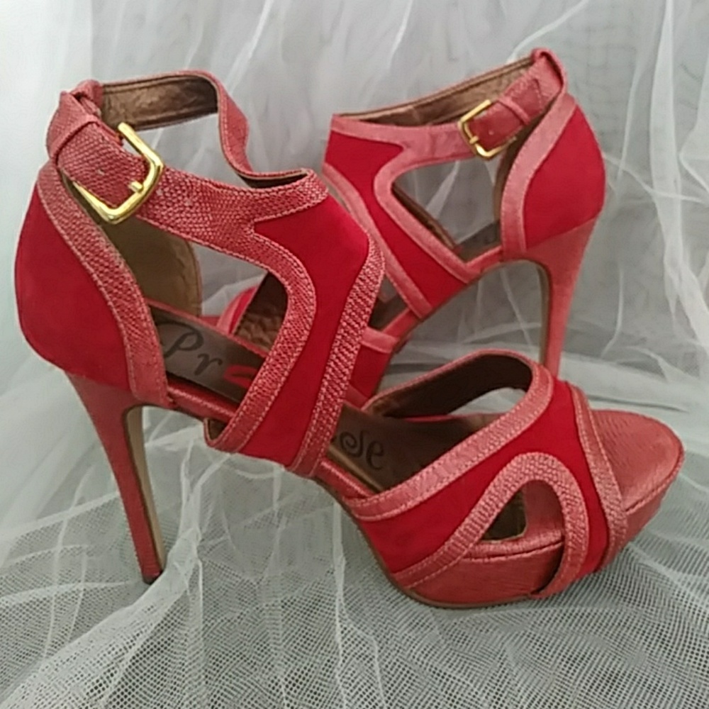 Justfab red heeled sandals